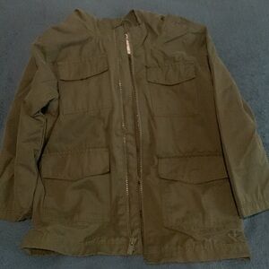 OLD NAVY- MILITARY GREEN UTILITY ZIP FRONT HOODED JACKET SIZE 4T.